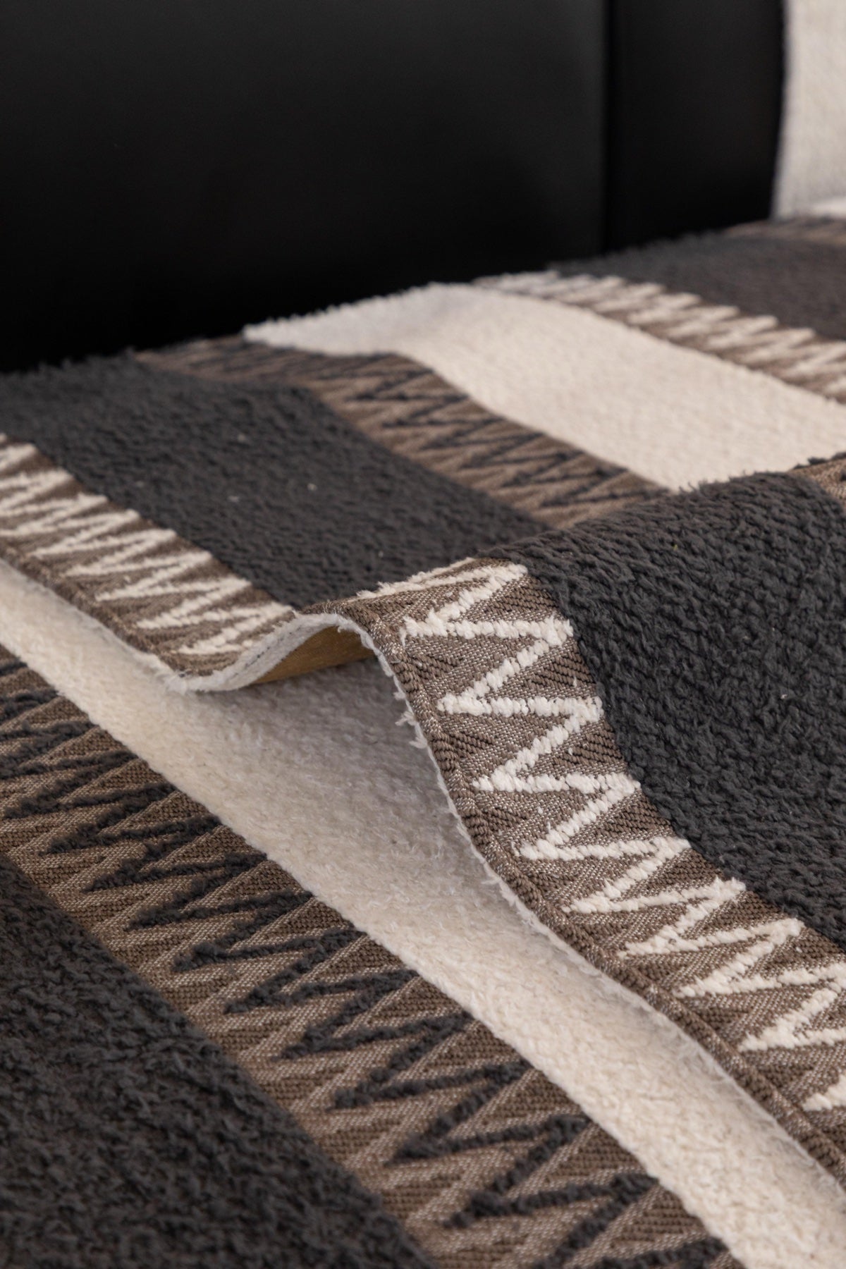 Sofa Decor Marlow Plush Stripe Sofa Seat Cover in Caramel Brown Stripe - detail image for plush striped couch cover pieces in Australia