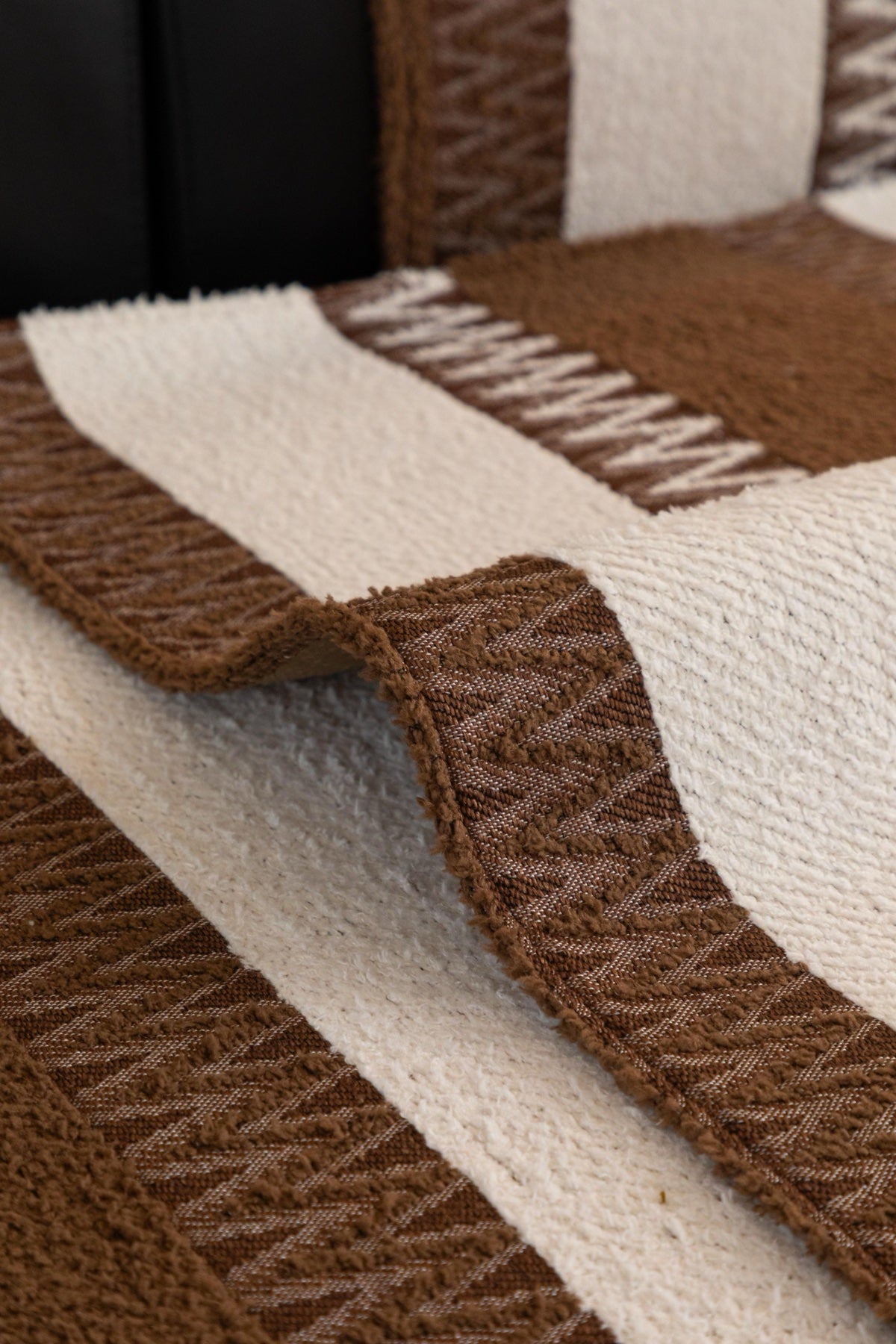 Sofa Decor Marlow Plush Stripe Sofa Seat Cover in Mocha Brown Stripe - detail image for plush striped couch cover pieces in Australia