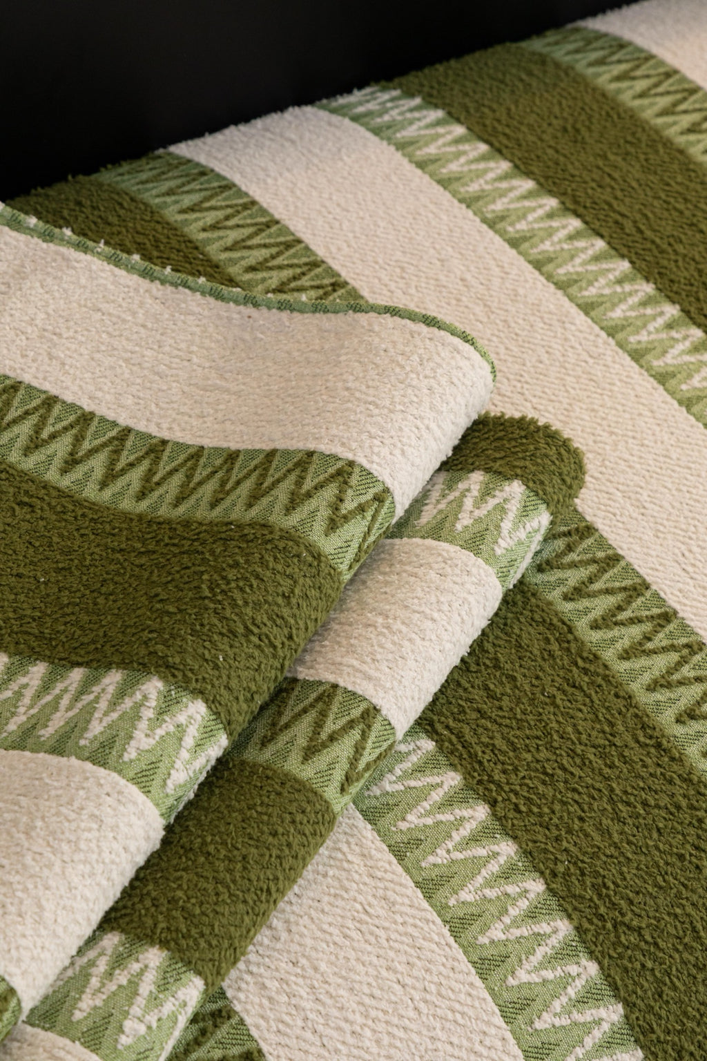 Sofa Decor Marlow Plush Stripe Sofa Seat Cover in Olive Green Stripe - detail image for plush striped couch cover pieces in Australia