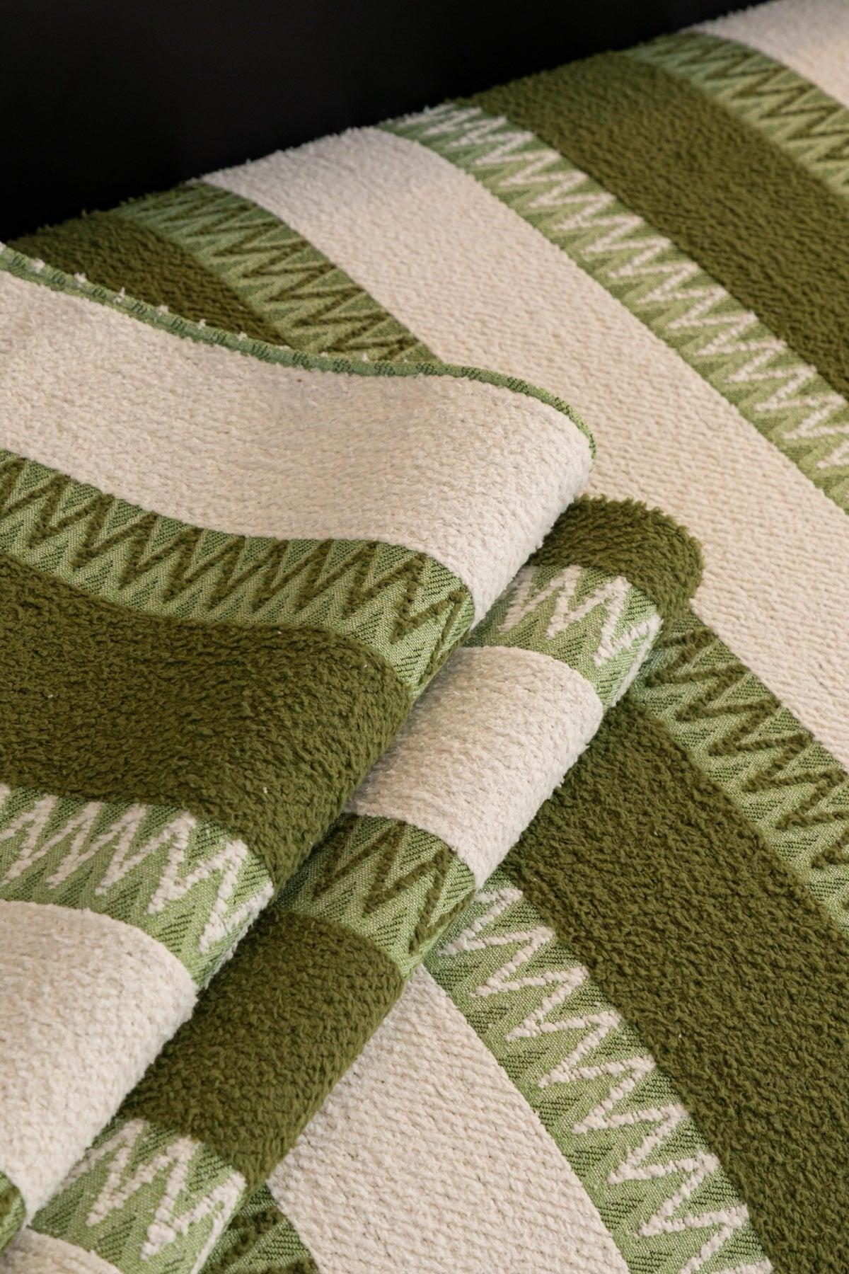 Sofa Decor Marlow Plush Stripe Sofa Seat Cover in Olive Green Stripe - detail image for plush striped couch cover pieces in Australia