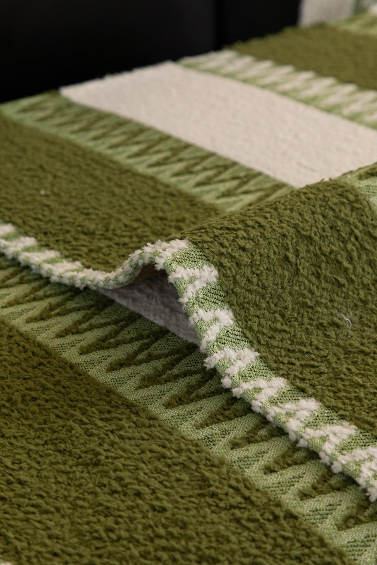Sofa Decor Marlow Plush Stripe Sofa Seat Cover in Olive Green Stripe - detail image for plush striped couch cover pieces in Australia