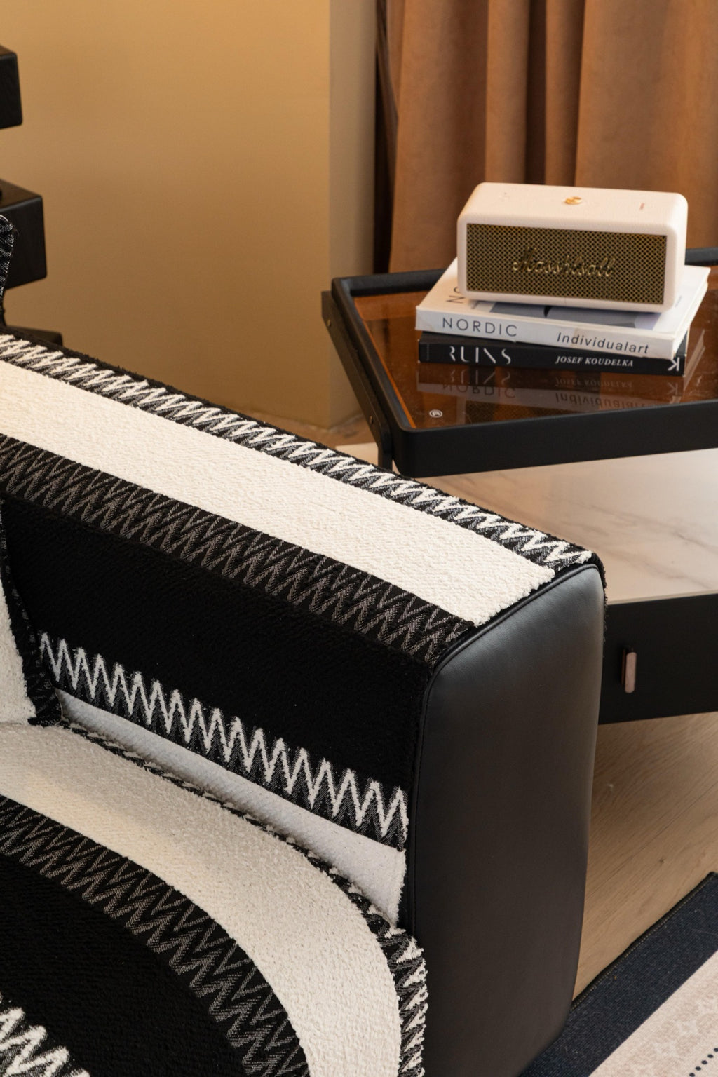 Sofa Decor Marlow Plush Stripe Sofa Seat Cover in Onyx Black Stripe - detail image for plush striped couch cover pieces in Australia