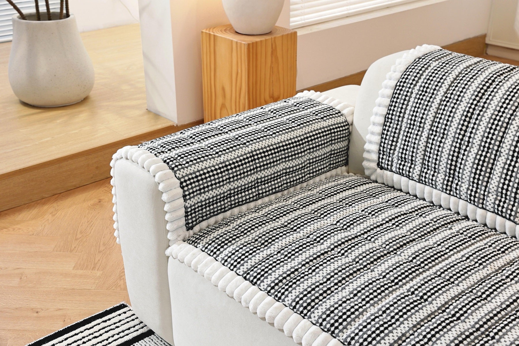 Sofa Decor Monaco Pom Edge Stripe Sofa Cover Piece - stripe and pom edge sofa styling for striped pom edge sofa cover pieces in Australia, image 10