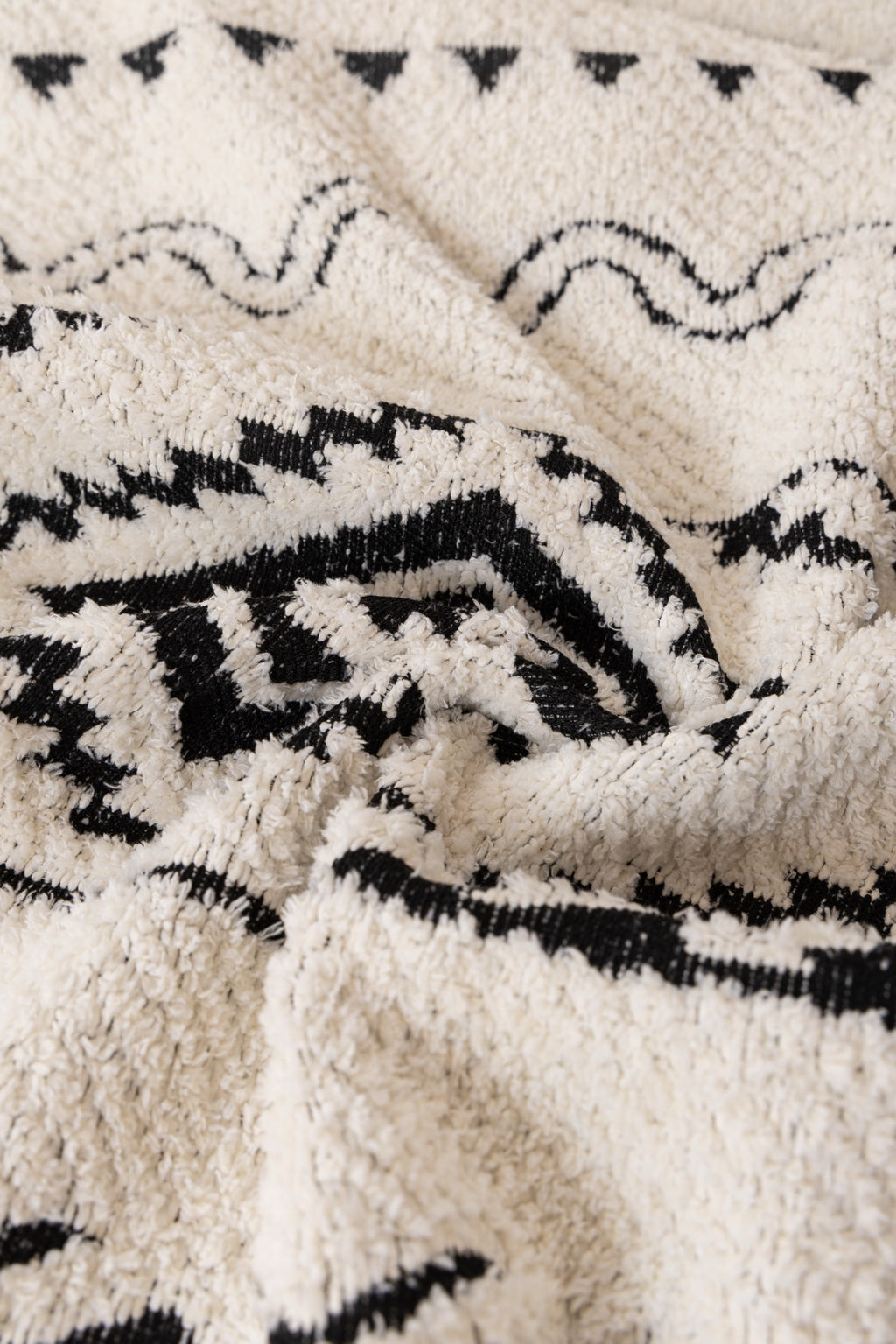 Sofa Decor Nala Geometric Plush Sofa Throw Cover in Ivory Black - geometric sofa throw cover styled couch cover in Australia, image 4