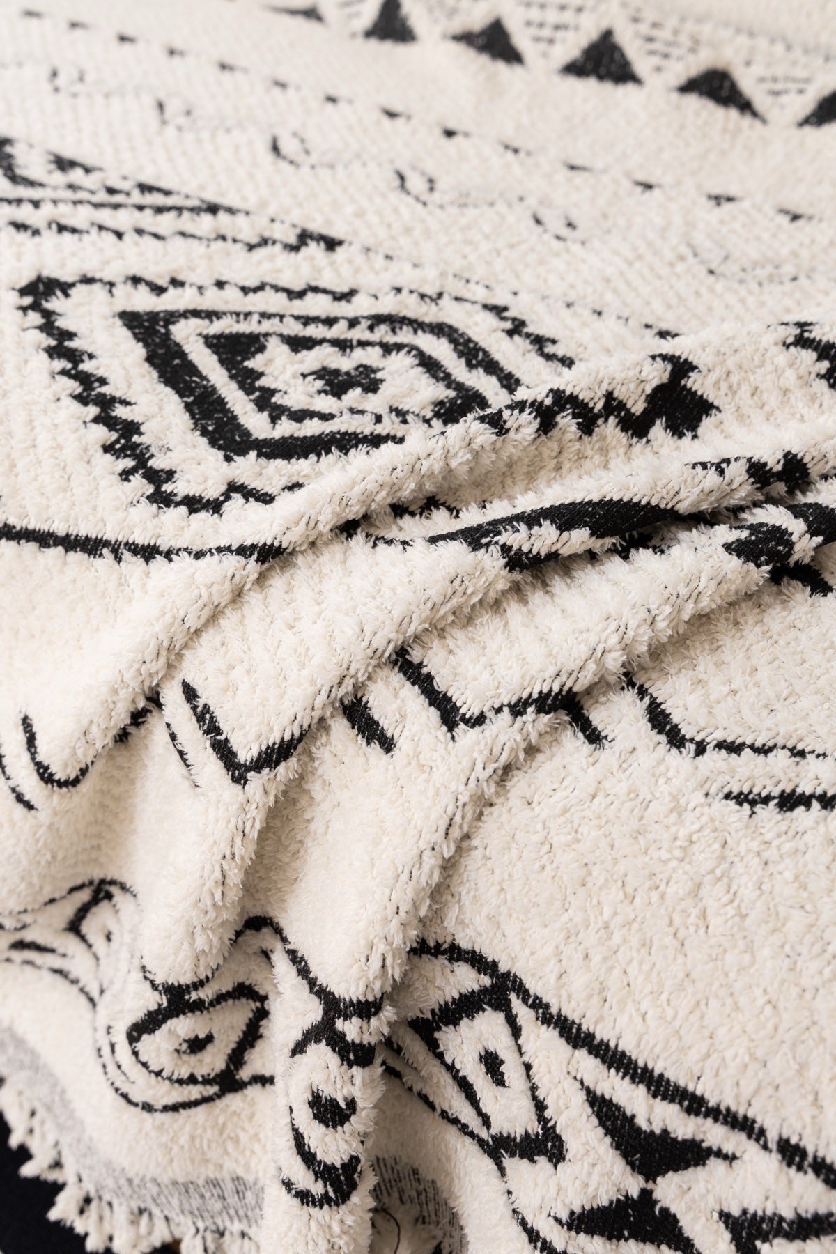 Sofa Decor Nala Geometric Plush Sofa Throw Cover in Ivory Black - geometric sofa throw cover styled couch cover in Australia, image 6