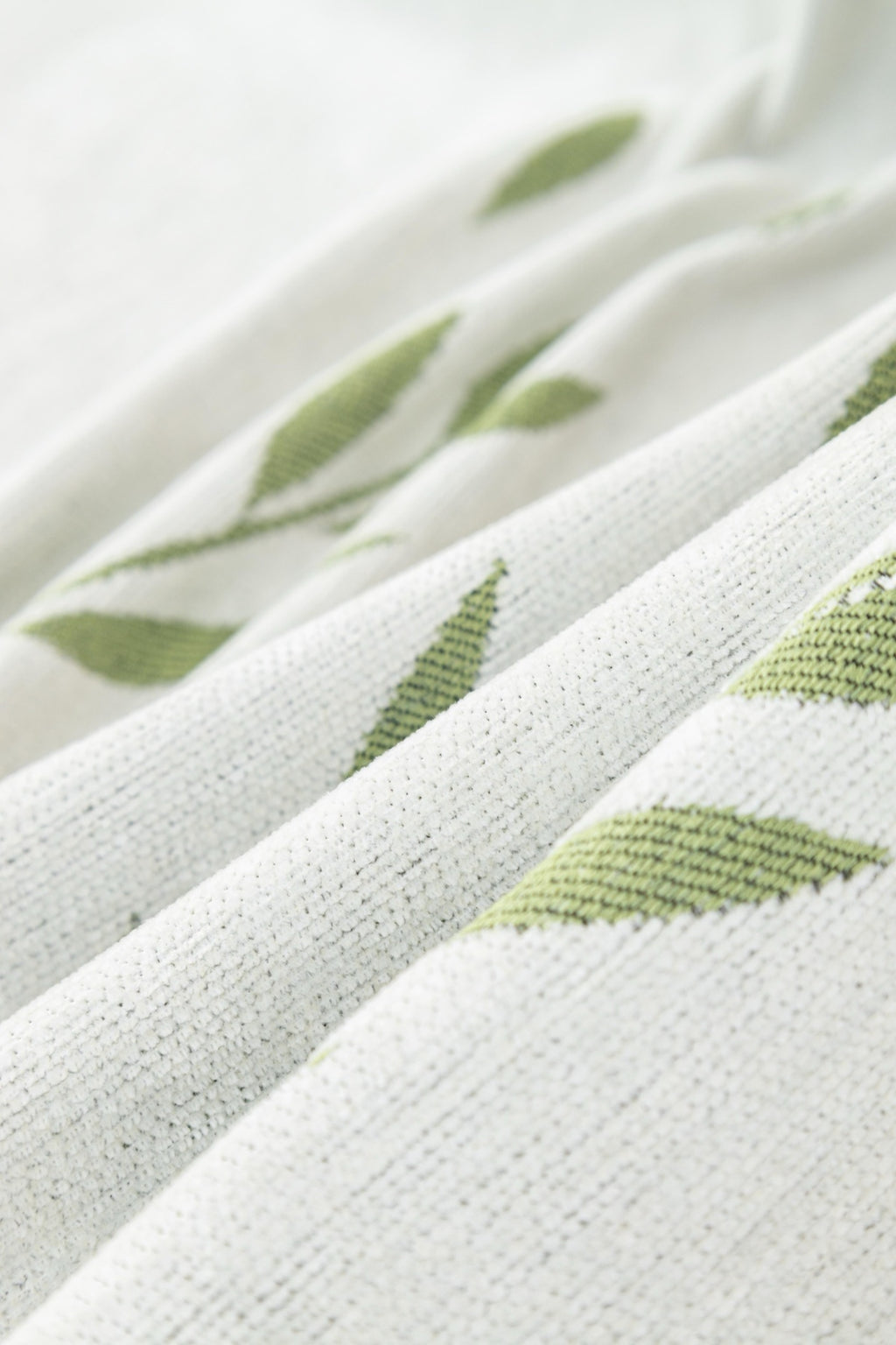 Sofa Decor Oliva Leaf Fringe Sofa Throw Cover in Sage Leaf - leaf pattern sofa throw cover styled couch cover in Australia, image 3