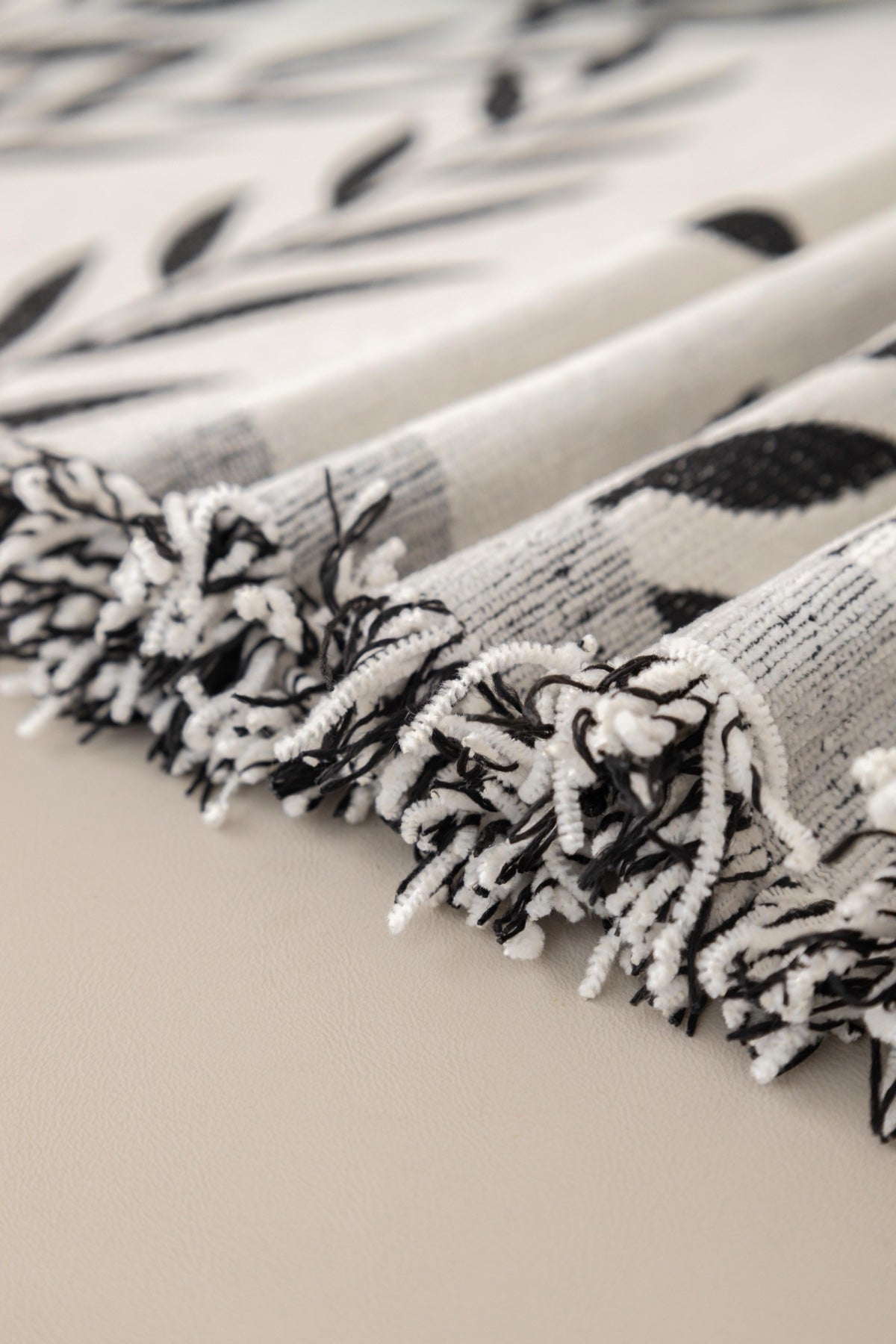 Sofa Decor Oliva Leaf Fringe Sofa Throw Cover in Silver Leaf - leaf pattern sofa throw cover styled couch cover in Australia, image 29
