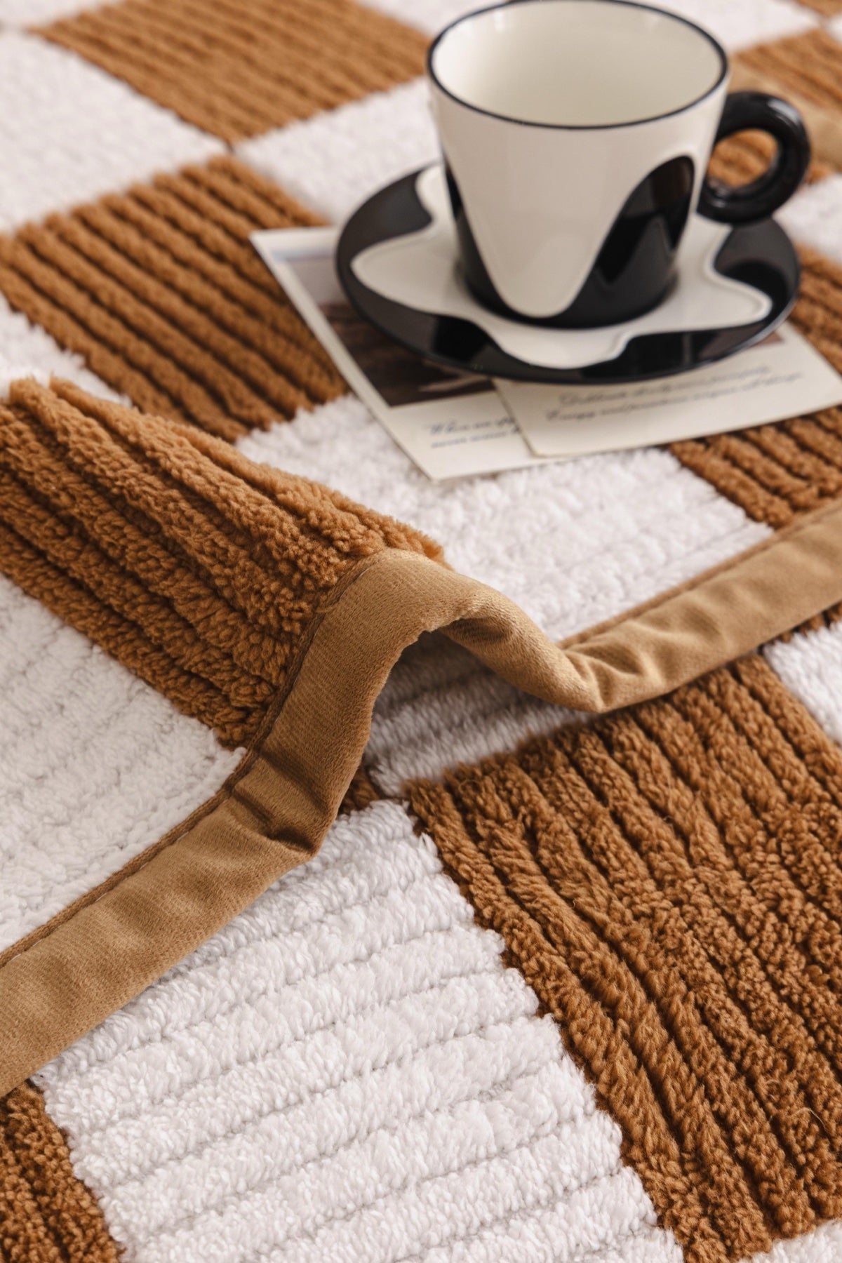 Sofa Decor Palermo Checker Chenille Sofa Cover Piece in Caramel Cream - checker chenille fabric and edge detail for checker chenille sofa cover pieces in Australia, image 24