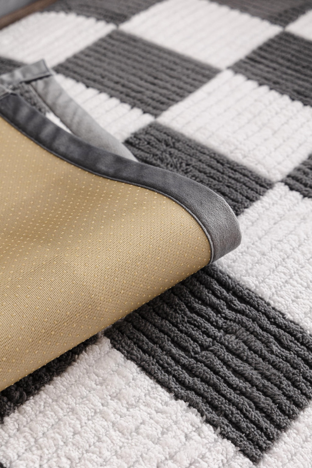 Sofa Decor Palermo Checker Chenille Sofa Cover Piece in Charcoal Cream - checker chenille fabric and edge detail for checker chenille sofa cover pieces in Australia, image 55