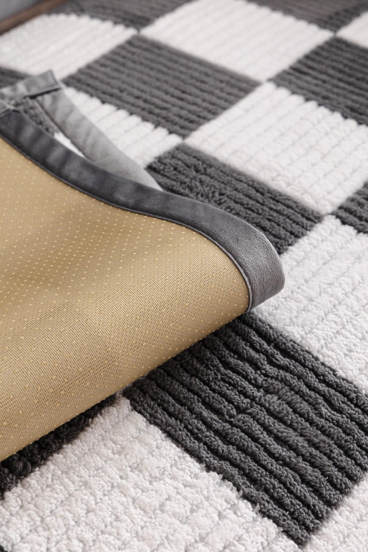 Sofa Decor Palermo Checker Chenille Sofa Cover Piece in Charcoal Cream - checker chenille fabric and edge detail for checker chenille sofa cover pieces in Australia, image 55