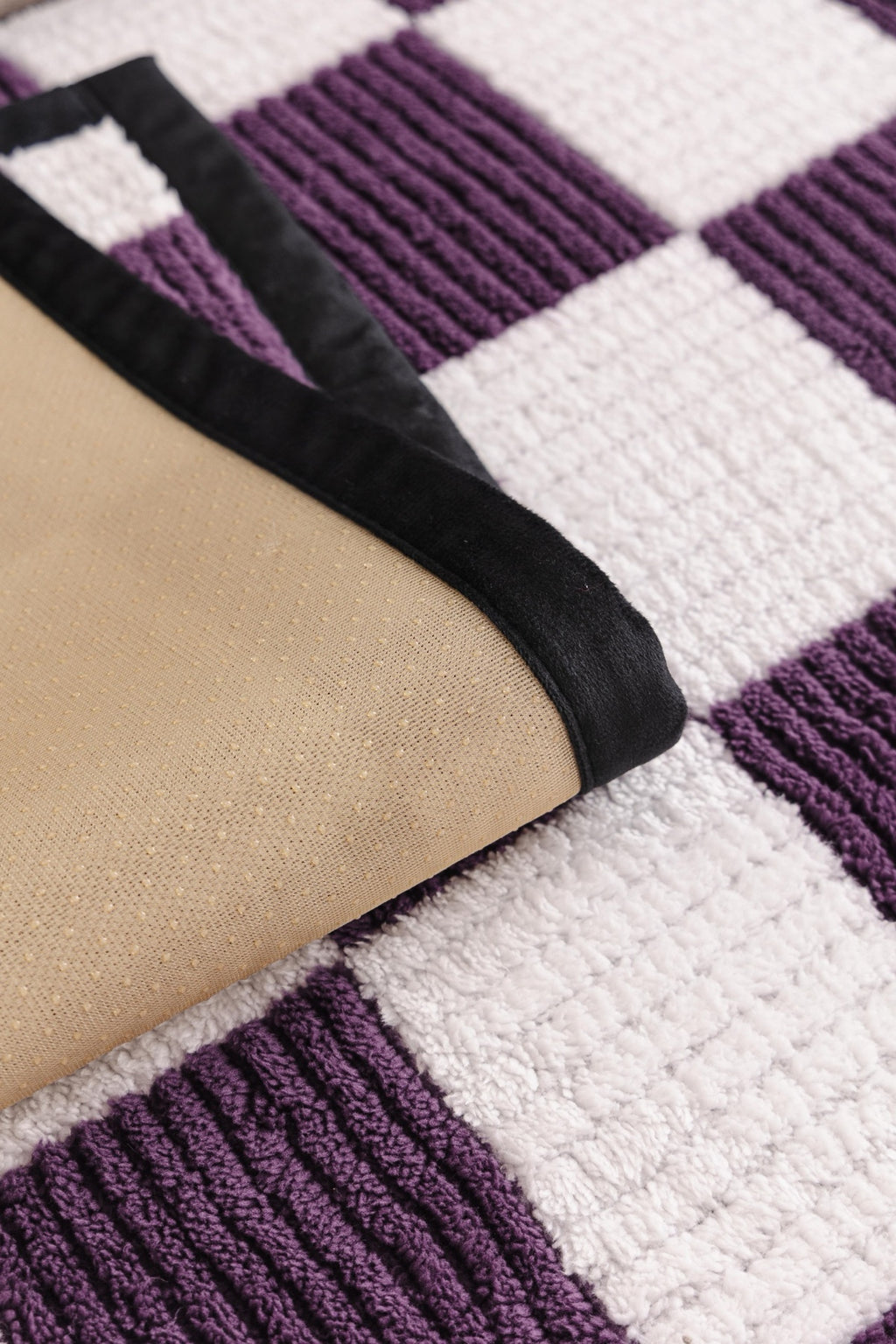 Sofa Decor Palermo Checker Chenille Sofa Cover Piece in Plum Cream - checker chenille fabric and edge detail for checker chenille sofa cover pieces in Australia, image 12