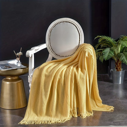 Ultra Cozy Luxurious Knitted Throw with Tassels