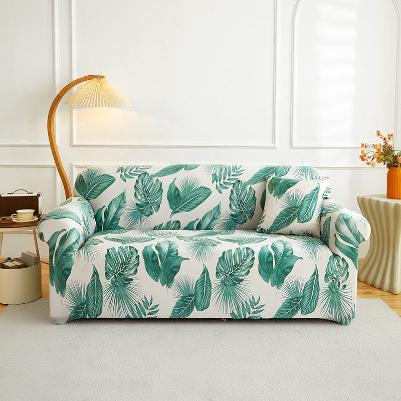 Tropical Palm Leaf Stretch Sofa Cover - Non-Slip Couch Protector for 1, 2 & 3 Seater Sofas