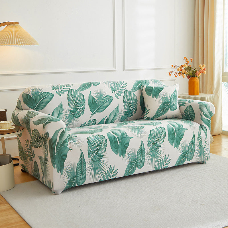 Tropical Palm Leaf Stretch Sofa Cover - Non-Slip Couch Protector for 1, 2 & 3 Seater Sofas
