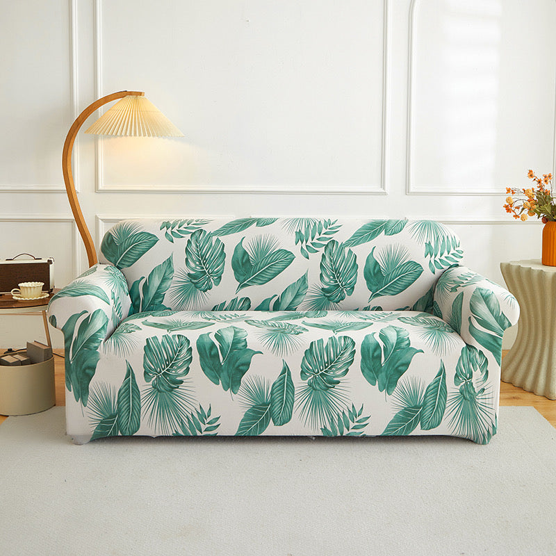 Tropical Palm Leaf Stretch Sofa Cover - Non-Slip Couch Protector for 1, 2 & 3 Seater Sofas