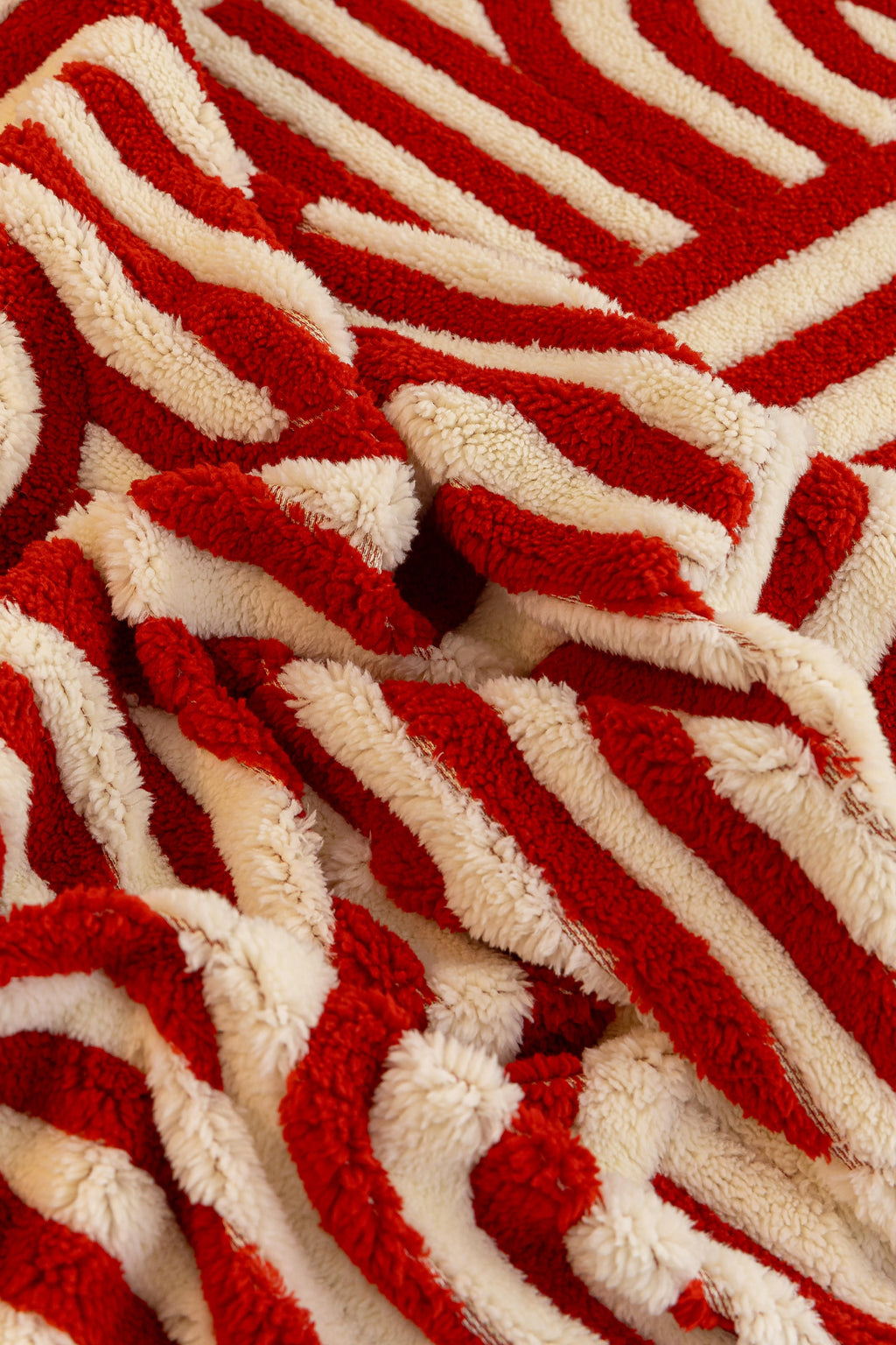 Sofa Decor Riviera Wave Stripe Sofa Cover in Red Cream - fabric detail image for plush patterned couch covers in Australia