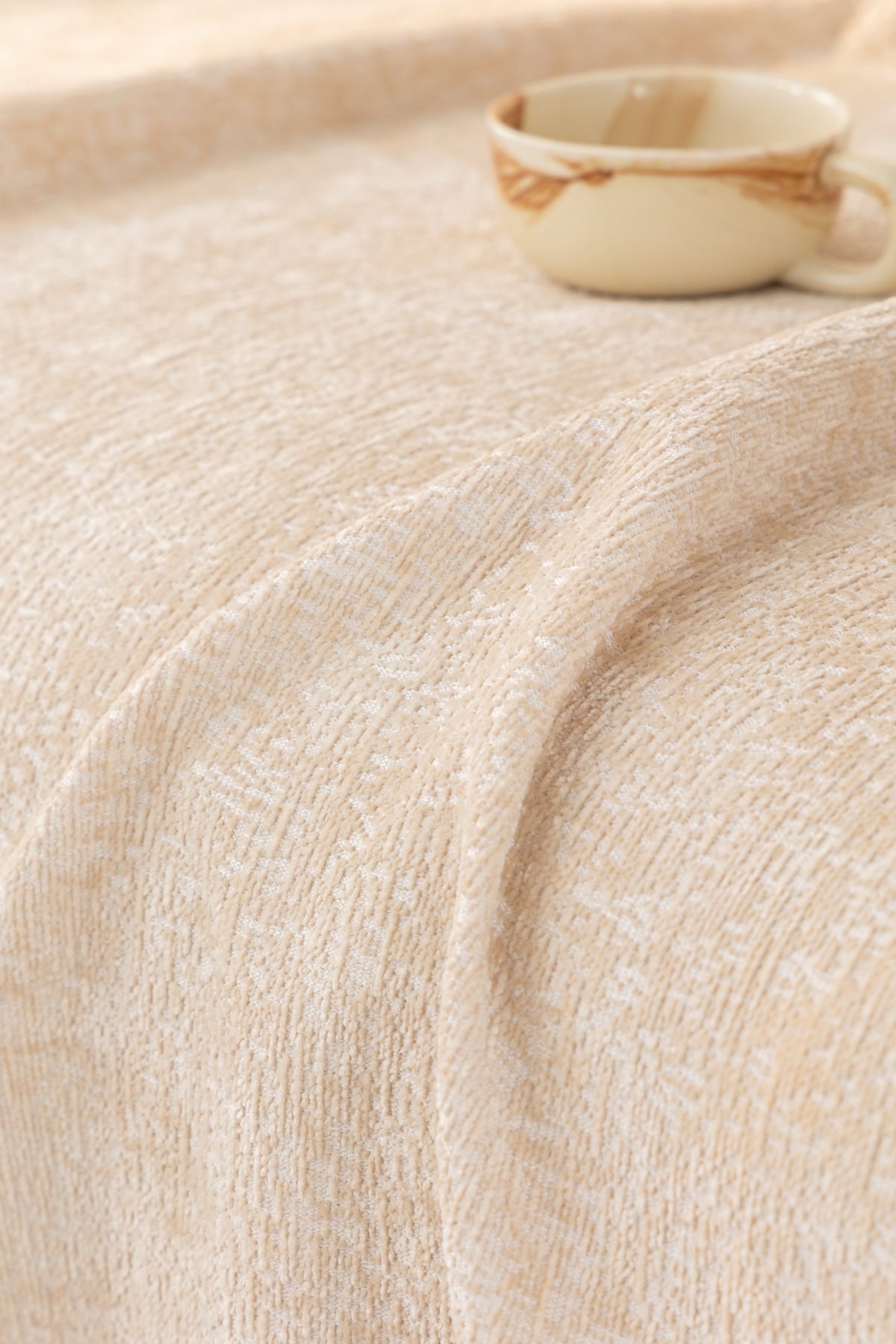 Sofa Decor Solene Textured Chenille Sofa Throw Cover in Ivory Cream - soft chenille texture detail for soft chenille couch cover in Australia, image 12