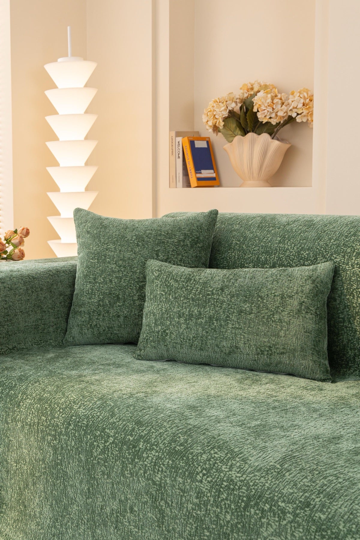 Sofa Decor Solene Textured Chenille Sofa Throw Cover in Sage Green - styled textured sofa throw cover for soft chenille couch cover in Australia, image 21