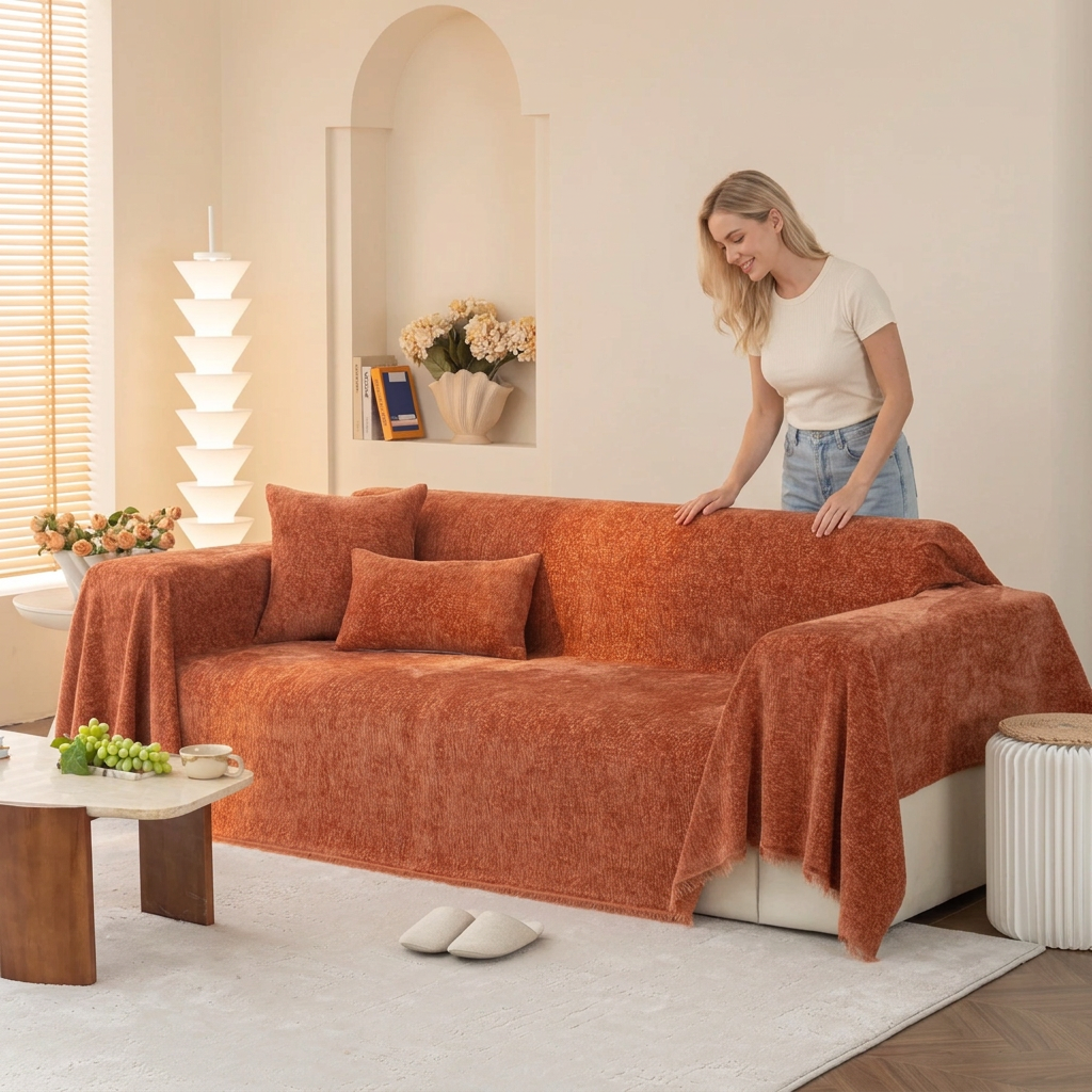 Sofa Decor Solene Textured Chenille Sofa Throw Cover