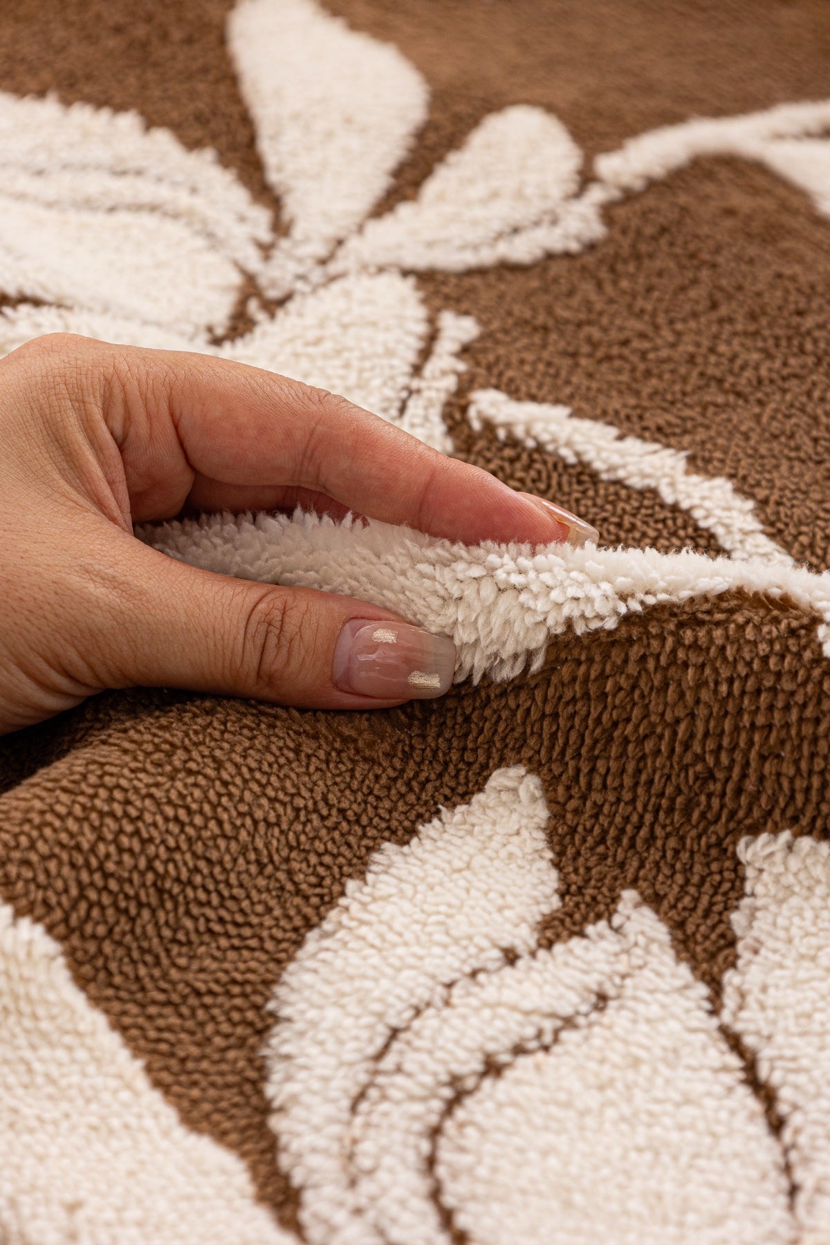 Sofa Decor Willow Quilted Leaf Sofa Seat Cover in Cocoa Leaf - fabric texture and edge detail for quilted sofa seat covers in Australia