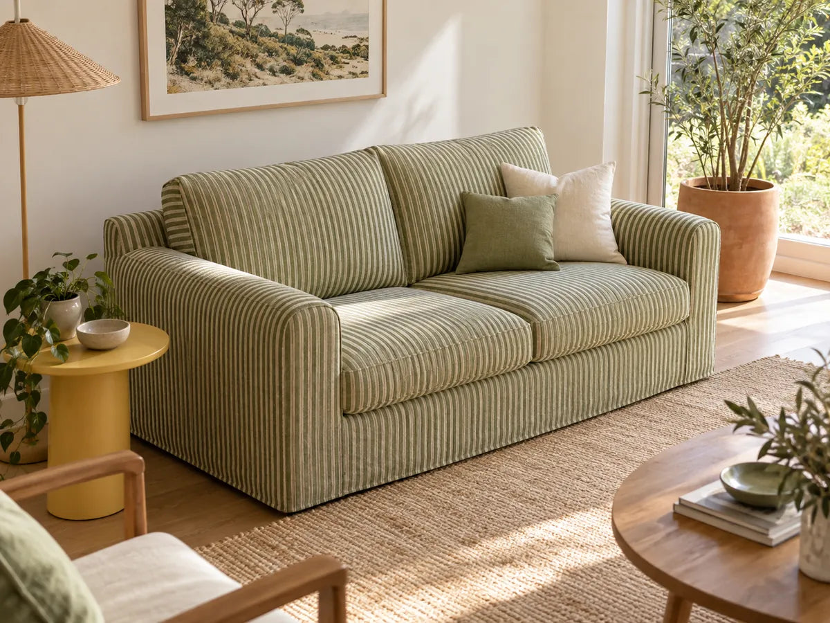 Patterned Sofa Covers styling illustration: think in sofa-sized shapes